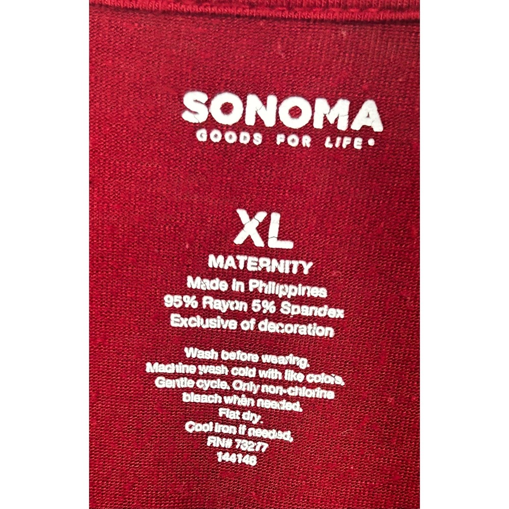 Sonoma Maternity Dark Red Long-Sleeved Tee Ruched‎ Sides Women's XL Maternity - Picture 3 of 3